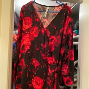 NY Collection Rose Wrap Dress 2X